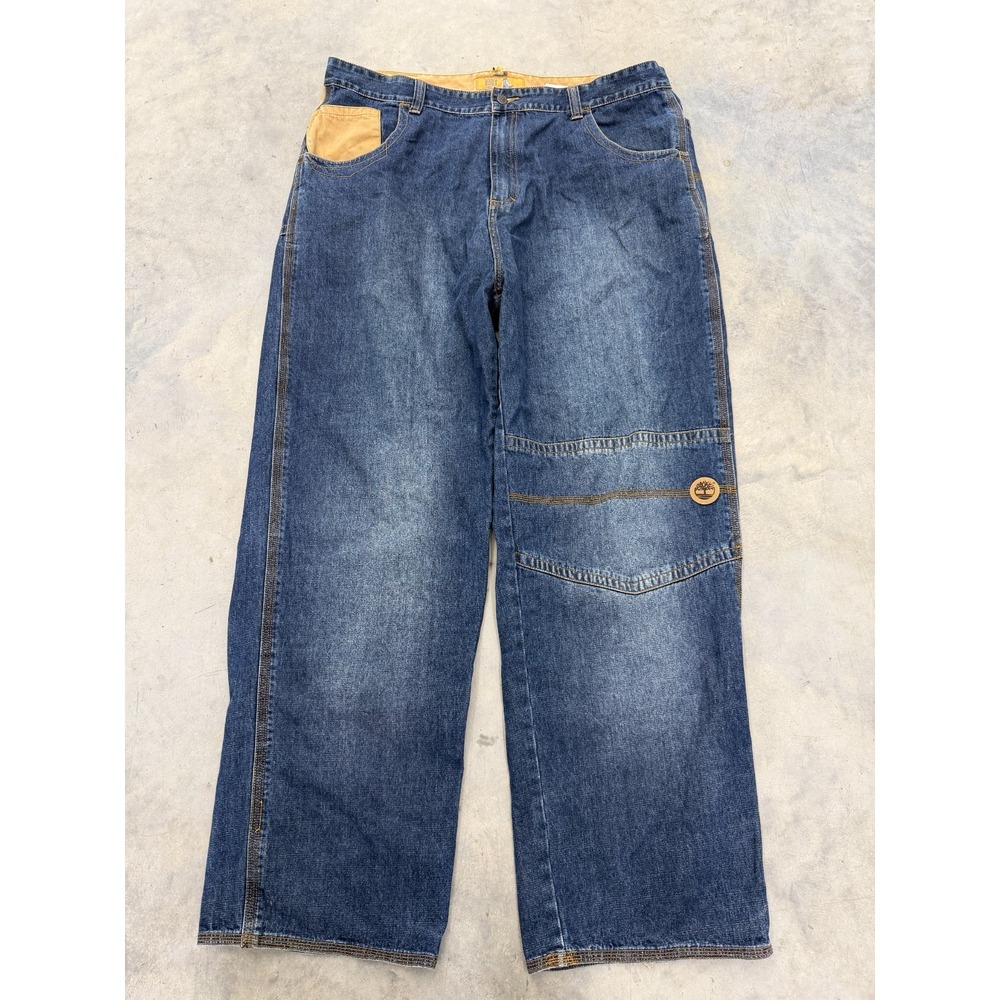 Timberland Jeans Men 42 Medium Wash Denim Loose Fit Straight Leg Classic Outdoor